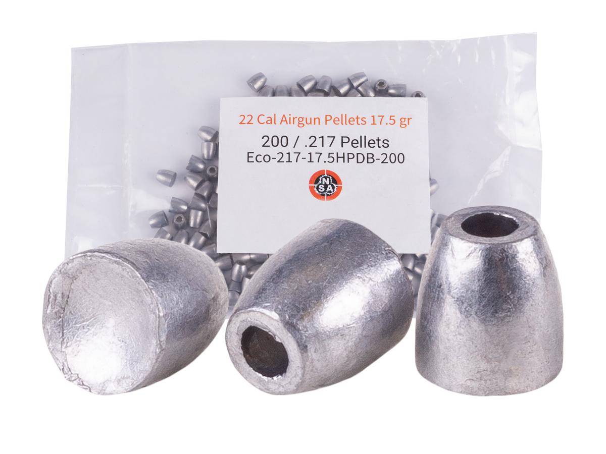 NSA 22 Cal Airgun Slugs 17.5 gr 200 Count, .22 (5.5mm), Silver