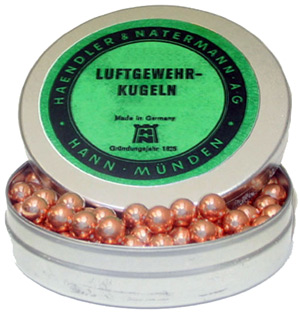 H&N .25 Cal, Round Lead Ball, Copper-Coated, 200ct