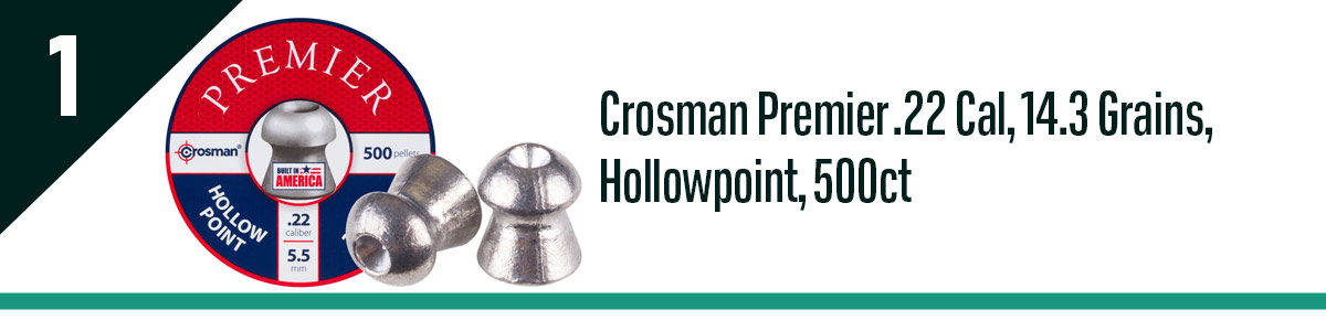 Crosman Premier .22 Cal, 14.3 Grains, Hollowpoint, 500ct