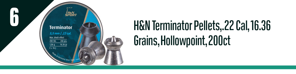 H&N Terminator Pellets, .22 Cal, 16.36 Grains, Hollowpoint, 200ct