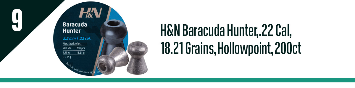 H&N Baracuda Hunter, .22 Cal, 18.21 Grains, Hollowpoint, 200ct