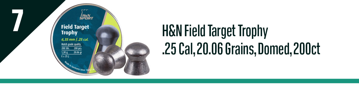 H&N Field Target Trophy .25 Cal, 20.06 Grains, Domed, 200ct