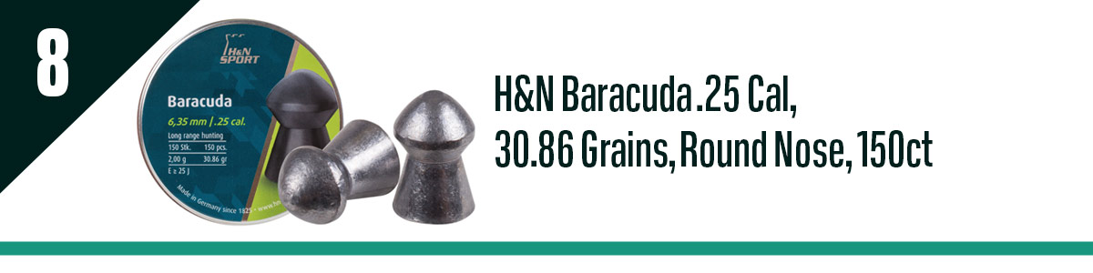 H&N Baracuda .25 Cal, 30.86 Grains, Round Nose, 150ct