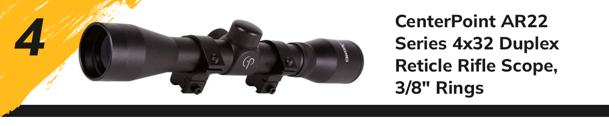 CenterPoint AR22 Series 4x32 Duplex Reticle Rifle Scope, 3/8 Rings