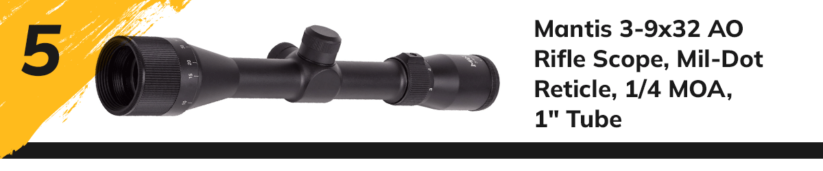 Mantis 3-9x32 AO Rifle Scope, Mil-Dot Reticle, 1/4 MOA, 1in Tube
