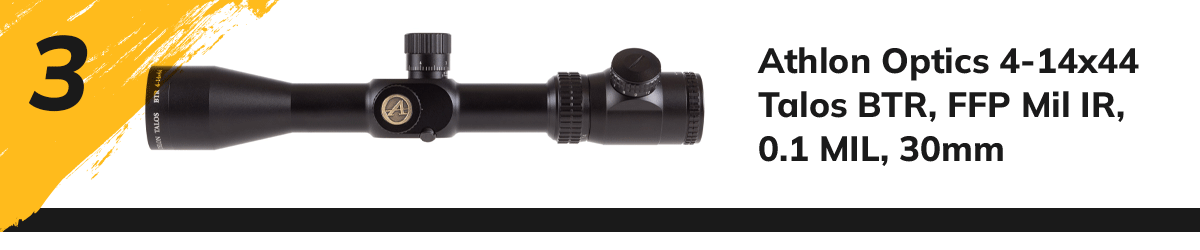 Athlon Optics 4-14x44 Talos BTR, FFP Mil IR, 0.1 MIL, 30mm