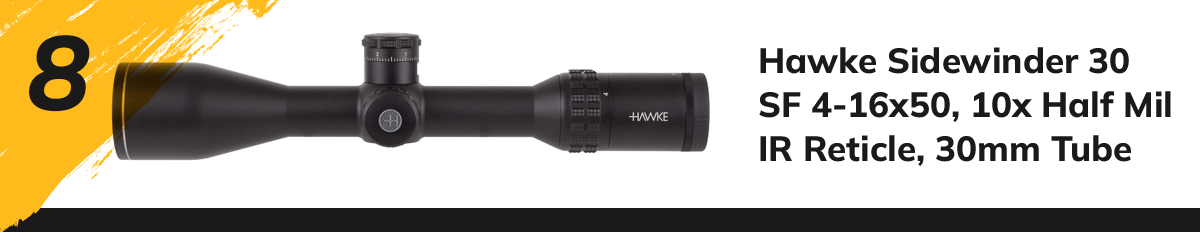 Hawke Sidewinder 30 SF 4-16x50, 10x Half Mil IR Reticle, 30mm Tube