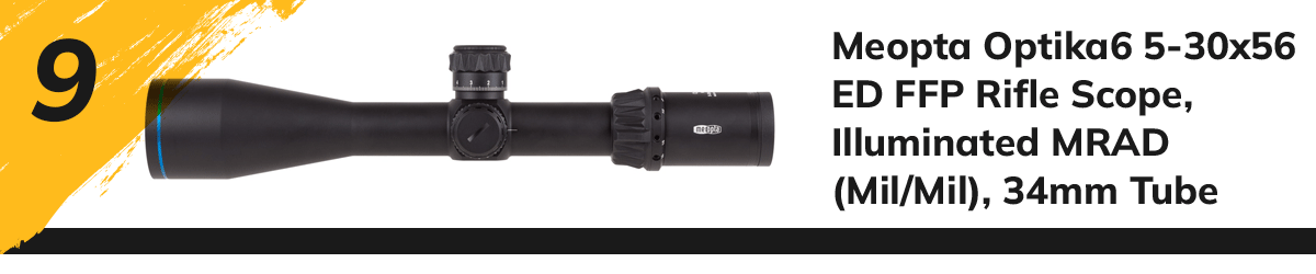 Meopta Optika6 5-30x56 ED FFP Rifle Scope, Illuminated MRAD (Mil/Mil), 34mm Tube