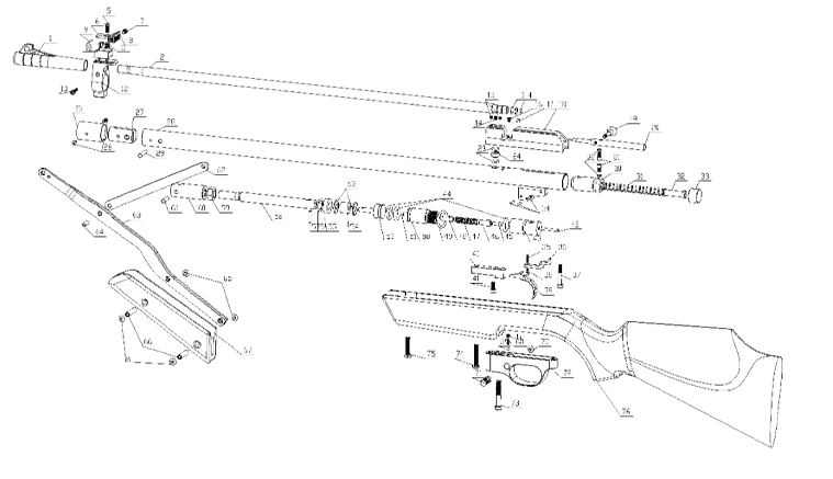 Product Schematics for Seneca Dragonfly Multi-Pump Air Rifle | Pyramyd Air