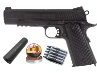 Swiss Arms SA 1911 Tactical CO2 BB Pistol with Faux Silencer Air gun
