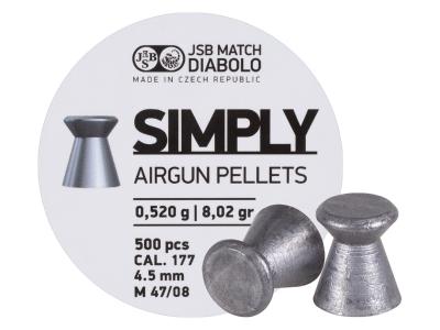 JSB Simply Pellets .177 Cal, 8.02 Grains, Wadcutter, 500ct