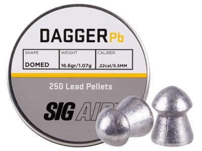 SIG Sauer Dagger Pellets, .22 Cal, 16.6 Grains, Domed, 250ct