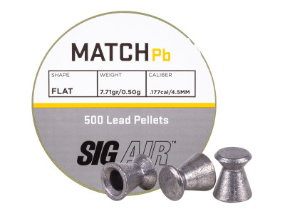 SIG Sauer Match Pellets, .177 Cal, 7.71 Grains, Flat Nose, 500ct