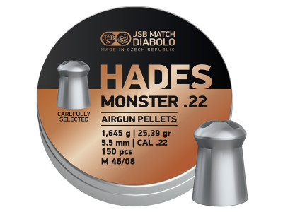 JSB Hades Monster .22 Cal, 25.39 Grains, Hollowpoint, 150ct