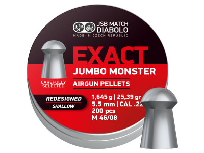 JSB Redesigned Exact Jumbo Monster Shallow Skirt .22 Cal, 25.39 Grains, Domed, 200ct