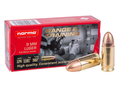 Norma 9mm Luger Range & Training FMJ, 124gr, 50ct