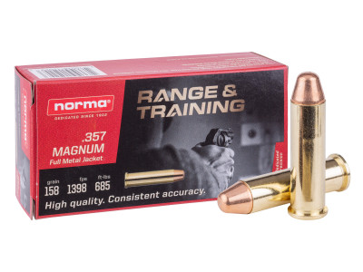 Norma .357 Magnum Range & Training FMJ, 158gr, 50ct