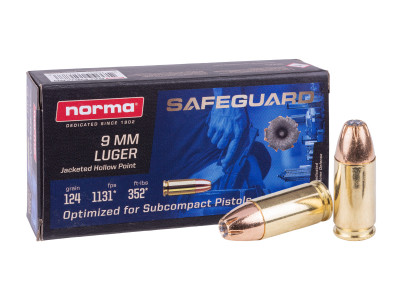 Norma 9mm Luger SafeGuard JHP, 124gr, 50ct