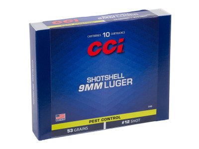 CCI 9mm Luger Pest Control Shotshell, 12 Shot, 53gr, 10ct