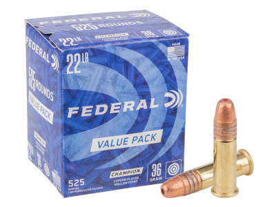 Federal .22 LR Champion Training Copper HP, 36gr, 525ct