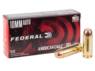 Federal 10mm Auto American Eagle Handgun FMJ, 180gr, 50ct
