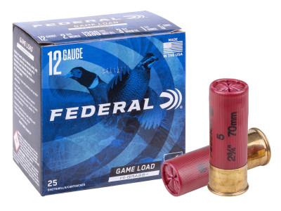Federal 12GA Game Load Upland Hi-Brass 1 1/4oz, 5 Shot, 25ct