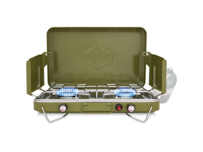 Hike Crew Portable Dual Propane Burner Camping Stove with Igniter, Green