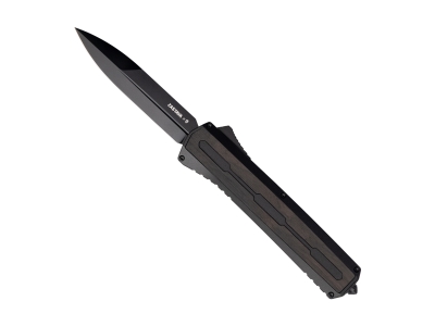 Tekto A7 Zastava Automatic OTF Knife // Tactical Black - Spear Point