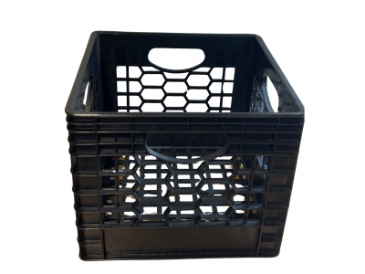 CrateMate Heavy-Duty Black Milk Crates - 13" x 13" x 11"