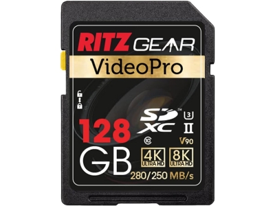 Ritz Gear V90 SD Card UHS-II 128GB SDXC Memory Card U3 V90 A1