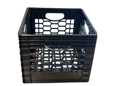 CrateMate Heavy-Duty Black Milk Crates - 18.75" x 13" x 11"