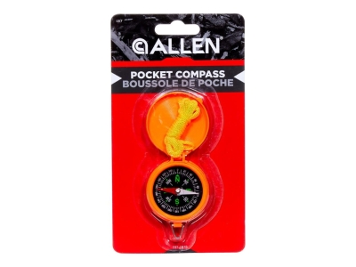 Allen Pocket Compass with Lid, Luminous Dial, Orange