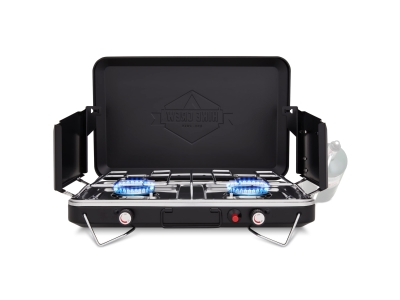 Hike Crew Portable Dual Propane Burner Camping Stove with Igniter, Black