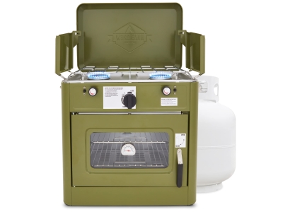 Hike Crew 2-in-1 Gas Camping Portable Propane Stove & Oven with Grill, Green