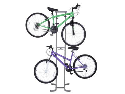 RaxGo Bike Garage Storage Rack 2 Bicycle Freestanding Adjustable Hooks, Grey