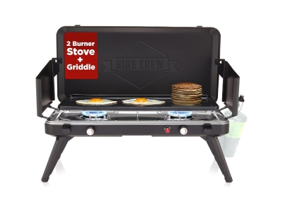 Hike Crew 2-Burner Propane Stove & Griddle w/ Igniter  Portable, Black