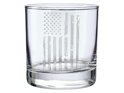 Benshot Patriotic Flag 11oz Rocks Glass