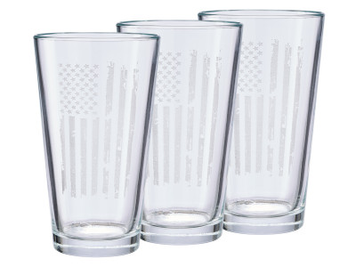 Benshot Patriotic Flag 16oz Pint Glass, 3 Pack