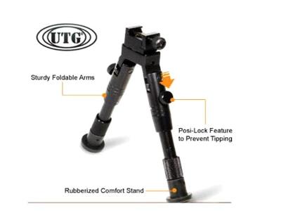 UTG Bipod, SWAT/Combat Profile,Adjustable Height, Rubberized Stand