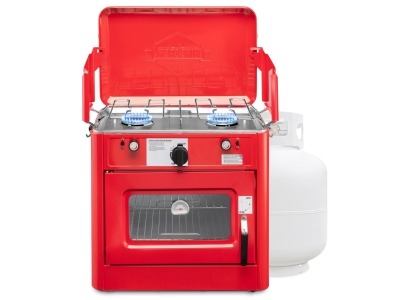 Hike Crew 2-in-1 Gas Camping Portable Propane Stove & Oven with Grill, Red