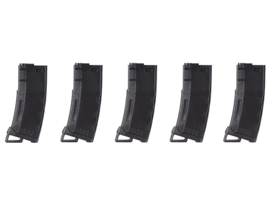 Lancer Tactical LT 130 Rd High Speed Midcap M4 Airsoft Mag, 5 Pk, Black