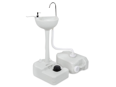 Hike Crew Camping Portable Sink, W/ Foot Pump & 5 Gallon Water Tank, White
